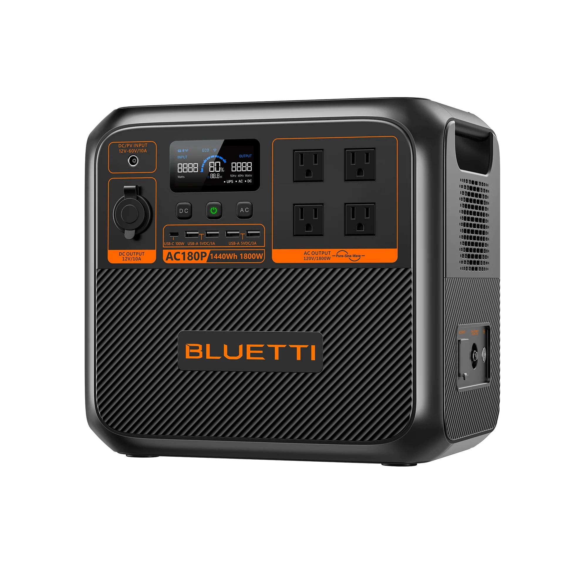 BLUETTI AC180P 1800W portable power station front view