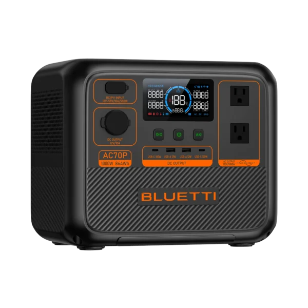 BLUETTI AC70P 1000W portable power station front view