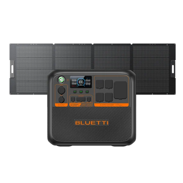 BLUETTI AC200PL 2400W portable power station with PV350D 350W solar panel